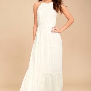 Lulus For Life White Embroidered Maxi Dress - Size S